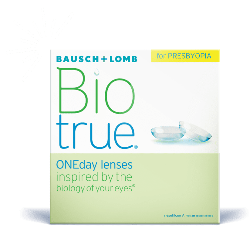 Box of Biotrue ONEday Daily Contact Lenses for Presbyopia. 