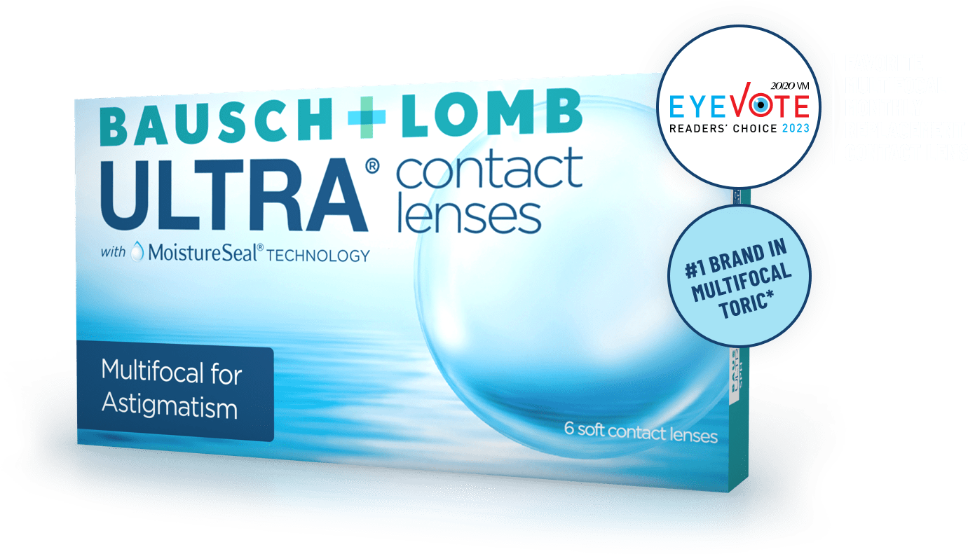 Box of ULTRA Monthly Multifocal for Astigmatism Contact Lenses.